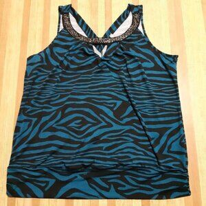Blue Zebra Print Pennington Blouse size 1XL